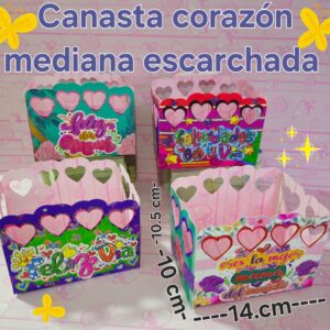 CANASTA MEDIANA CORAZÓN ESCARCHADA x12
