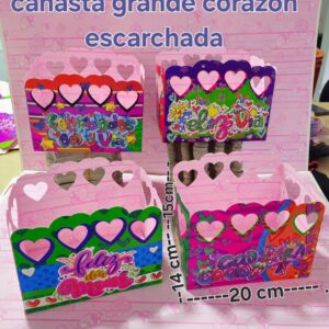 CANASTA GRANDE CORAZÓN ESCARCHADA x12
